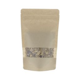 Sachet Stand-up papier kraft avec fenêtre - marron - 110x170+{35+35} mm (200-225ml)