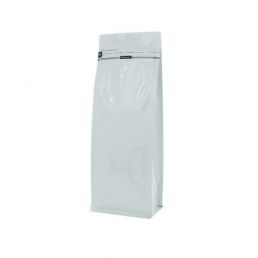 Sacs à fond plat avec fermeture zip frontale - brillant blanc - 140x360+{47,5+47,5} mm (2,8-3,3 ltr)