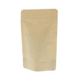 Sachet Stand-up papier kraft compostable - marron - 80x130+{25+25} mm (no zipper) (70ml)