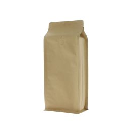 Sac à café à fond plat papier kraft - marron - 500 gr (110x280+{40+40} mm)