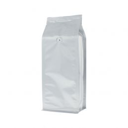 Sac à café à fond plat - matt argent - 1 kg (140x350+{47,5+47,5} mm)