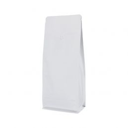 Sac à café à fond plat - matt blanc - 500 gr (110x280+{40+40} mm)