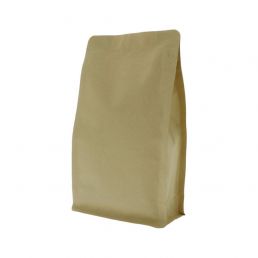 Sacs à fond plat papier kraft sans aluminium avec fermeture zip frontale - marron