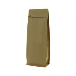 Sacs à fond plat papier kraft avec fermeture zip frontale - marron