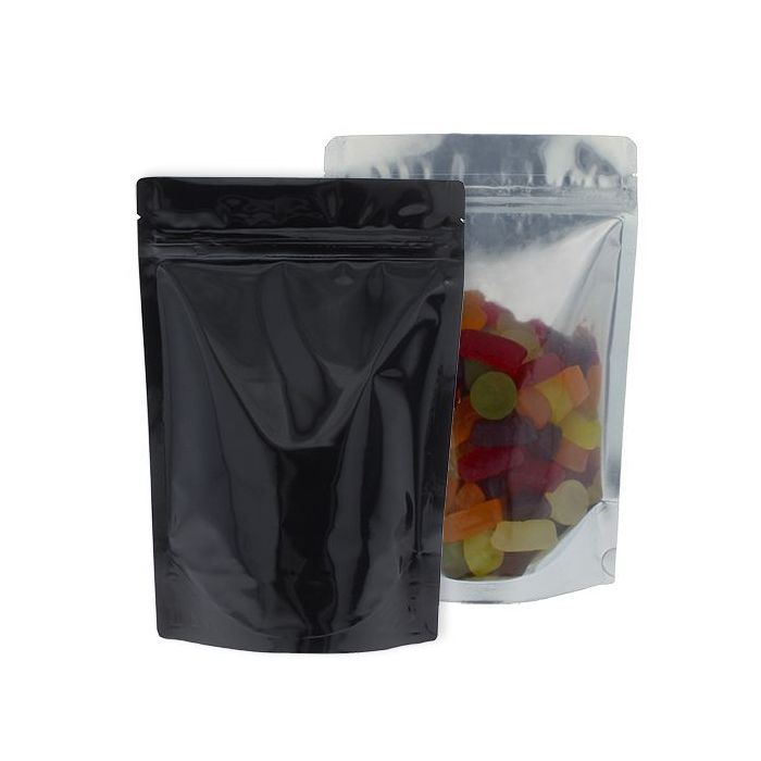 Sachet Stand-up - transparant / brillant noir - 160x230+{45+45} mm (700-900ml)