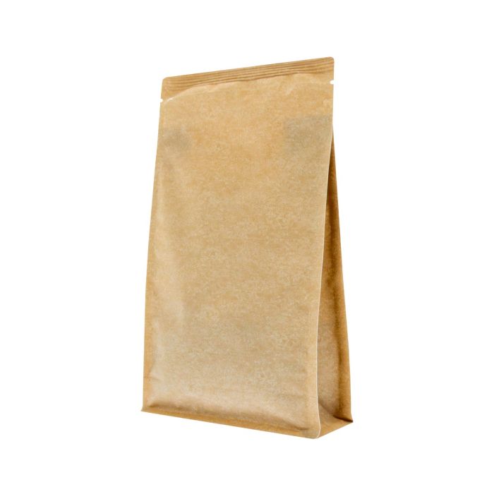 Sac à fond plat avec fermeture zip - aspect kraft (100 % recyclable)