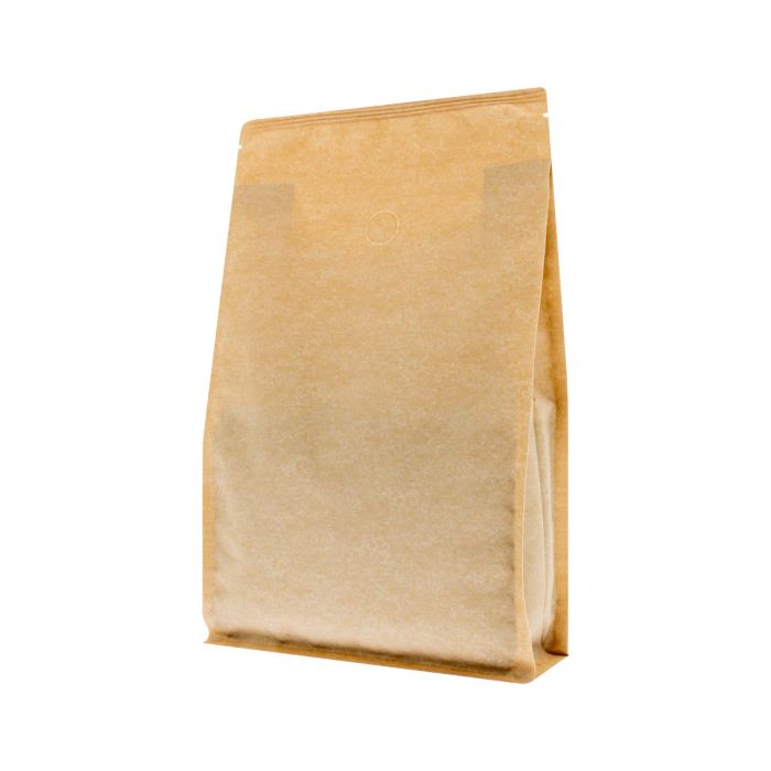 Sac à café à fond plat avec fermeture éclair - Kraft Look (100% recyclable)