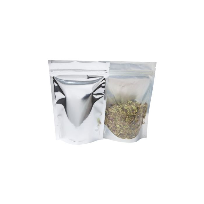 Sachet Stand-up - transparant / brillant argent - 160x230+{45+45} mm (700-900ml)