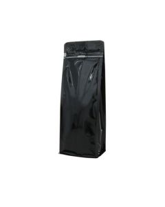 Sacs &agrave; fond plat avec fermeture zip frontale - brillant noir - 140x360+{47,5+47,5} mm (2,8-3,3 ltr)