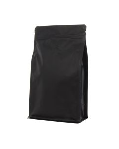 Sac &agrave; caf&eacute; &agrave; fond plat avec fermeture &eacute;clair - matt noir - 500 gr (150x255+{40+40} mm)