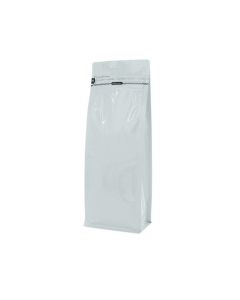 Sacs &agrave; fond plat avec fermeture zip frontale - brillant blanc - 110x300+{40+40} mm (1,25-1,4 ltrl)