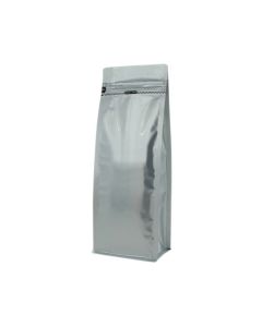Sacs &agrave; fond plat avec fermeture zip frontale - matt argent - 110x300+{40+40} mm (1,25-1,4 ltrl)