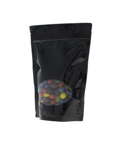 Sachet Stand-up avec fen&ecirc;tre oval - brillant noir - 190x265+{55+55} mm (1,3-1,4lt)