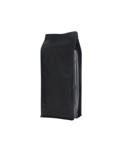 Sac &agrave; caf&eacute; &agrave; fond plat - matt noir - 250 gr (95x230+{35+35} mm)