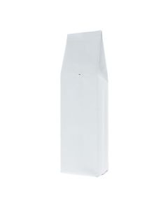 Sachet de café à soufflets latéraux blanc mat avec valve.
