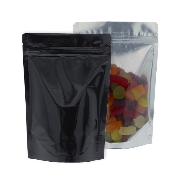 Sachet Stand-up - transparant / brillant noir - 160x230+{45+45} mm (700-900ml)