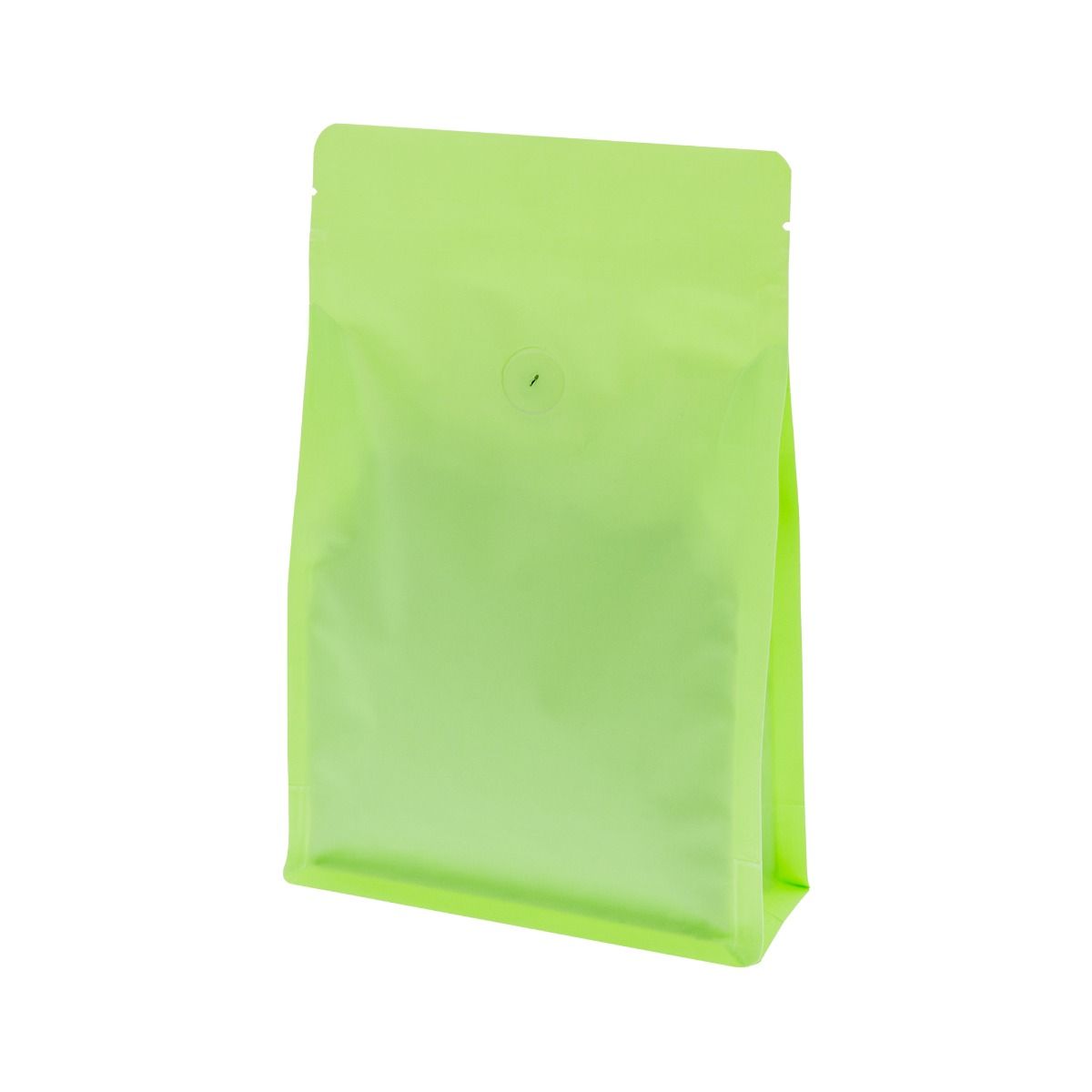 Sac à café à fond plat avec fermeture éclair - mat vert (100% recyclable)