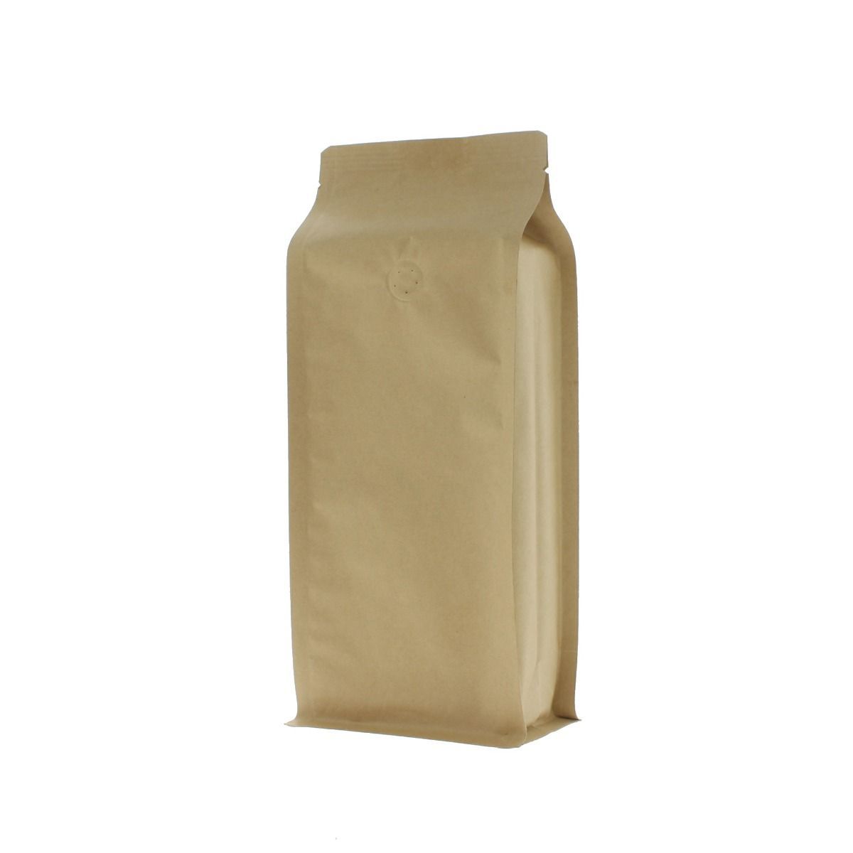 Sac à café à fond plat papier kraft - marron - 500 gr (110x280+{40+40} mm)