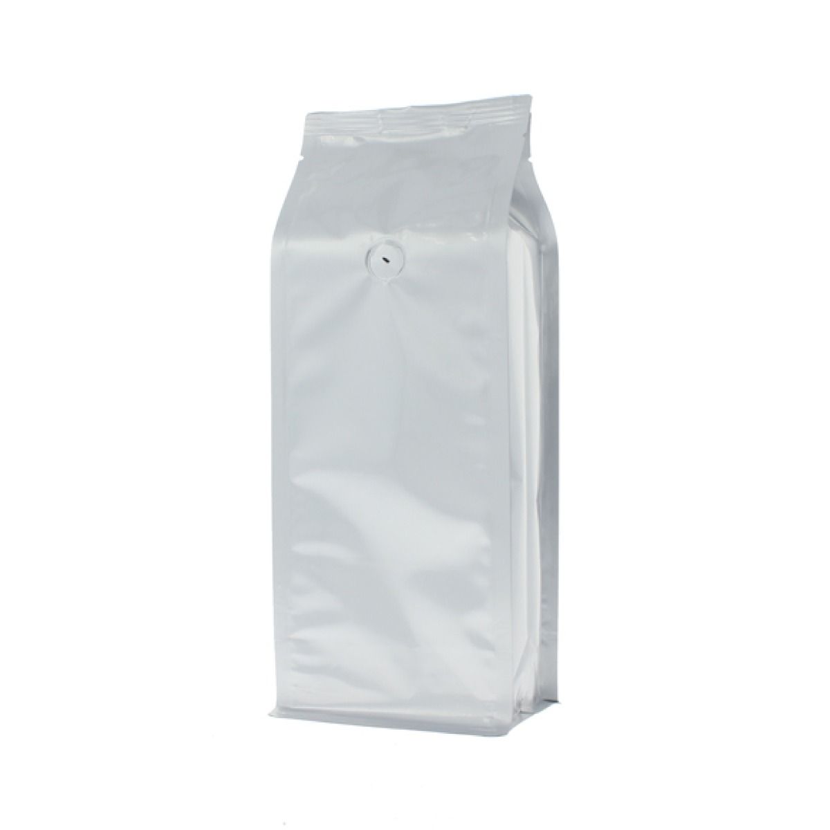 Sac à café à fond plat - matt argent - 1 kg (140x350+{47,5+47,5} mm)