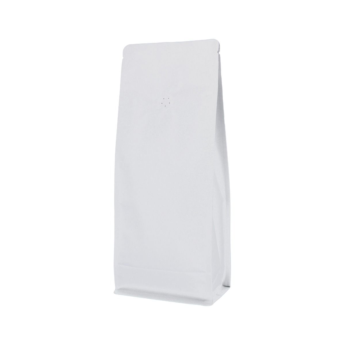 Sac à café à fond plat - matt blanc - 500 gr (110x280+{40+40} mm)