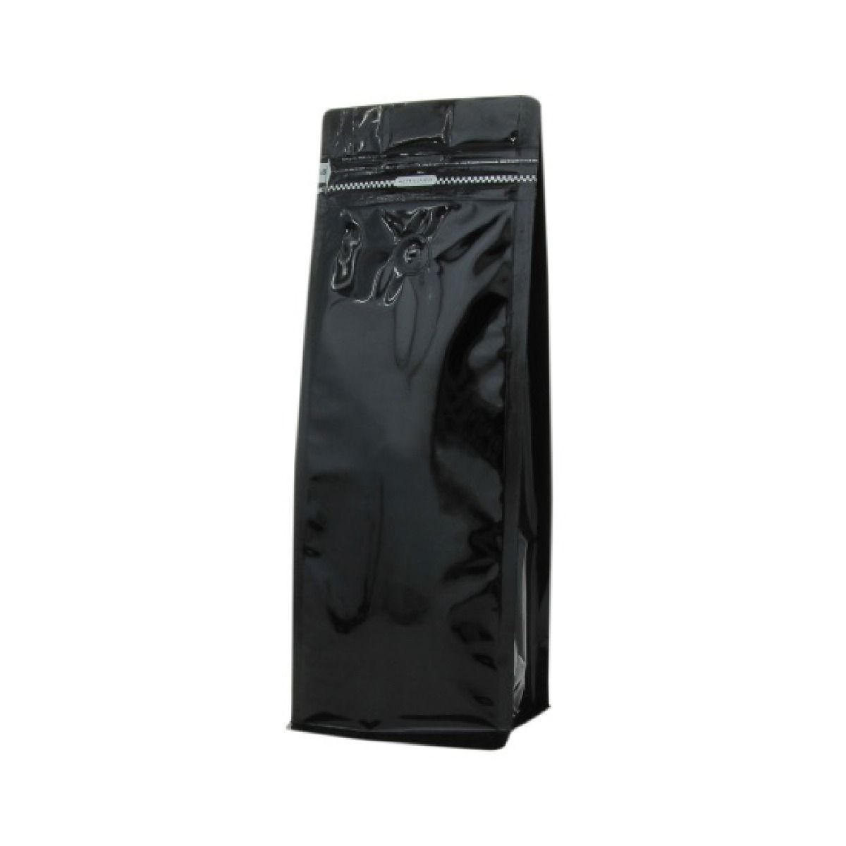 Sac à café à fond plat et fermeture zip frontale - brillant noir