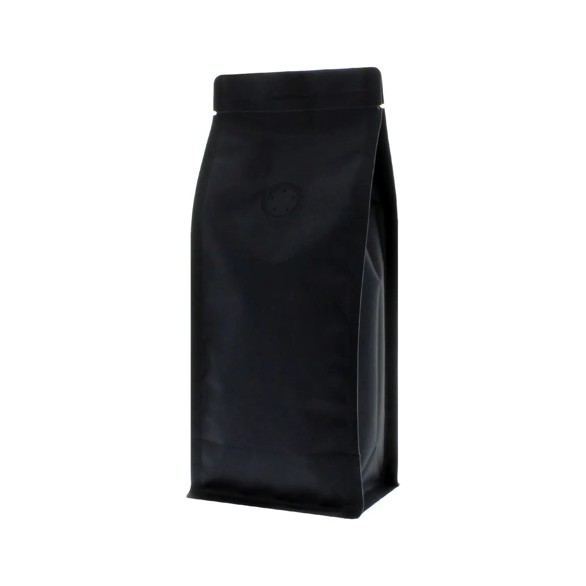 Sac à café à fond plat matt noir (100% recyclable) 250 gr (95x230+{35+35}  mm)