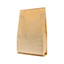 Sac à café à fond plat avec fermeture éclair - Kraft Look (100% recyclable)