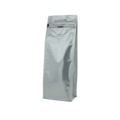 Sac à café à fond plat et fermeture zip frontale - matt argent - 250 gr (95x245+{35+35} mm)