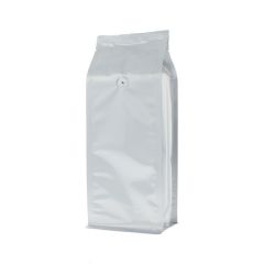 Sac à café à fond plat - matt argent - 1 kg (140x350+{47,5+47,5} mm)