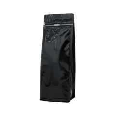 Sac à café à fond plat et fermeture zip frontale - brillant noir
