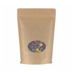Sachet Stand-up papier kraft avec fenêtre oval - marron