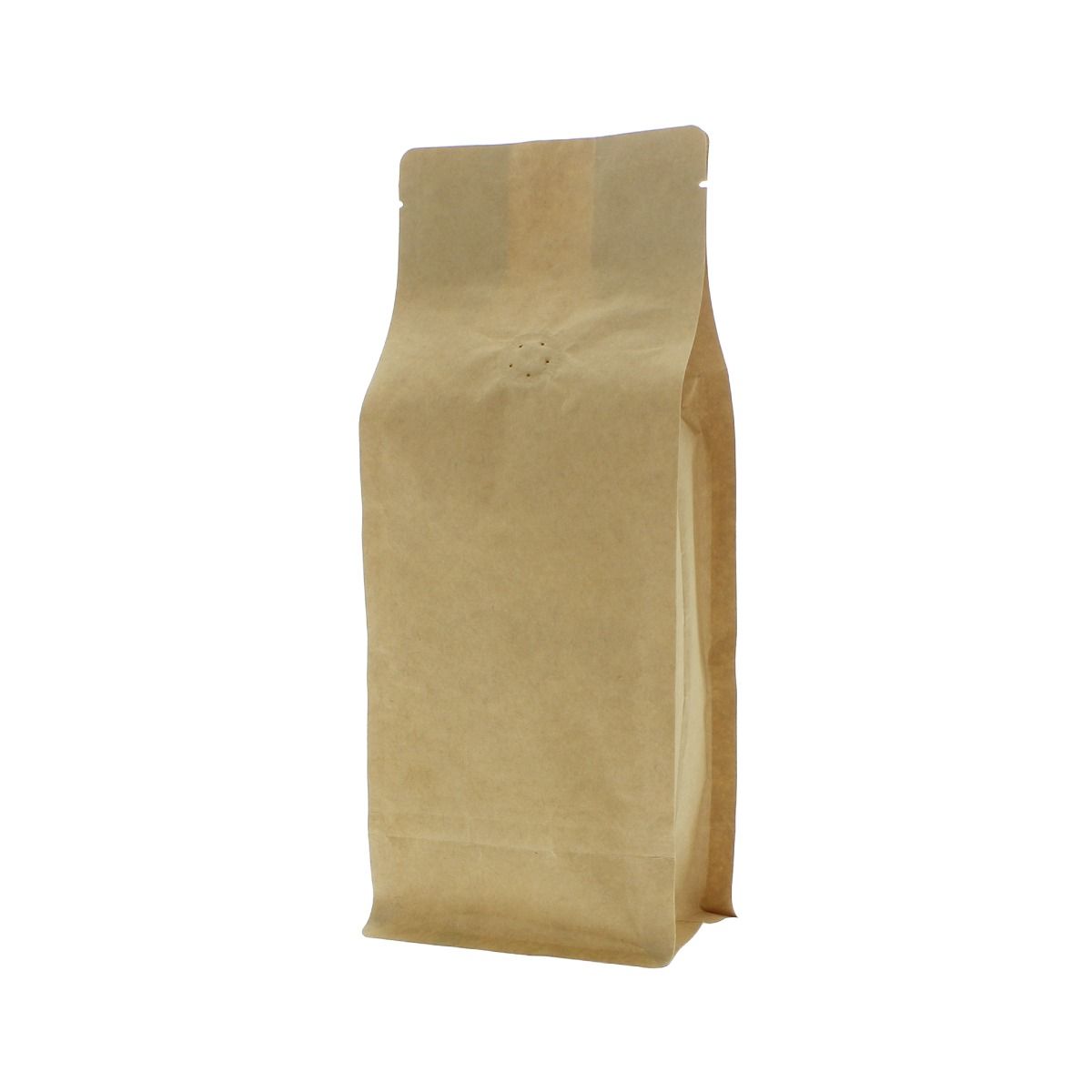 Sac à café à fond plat papier kraft compostable - marron