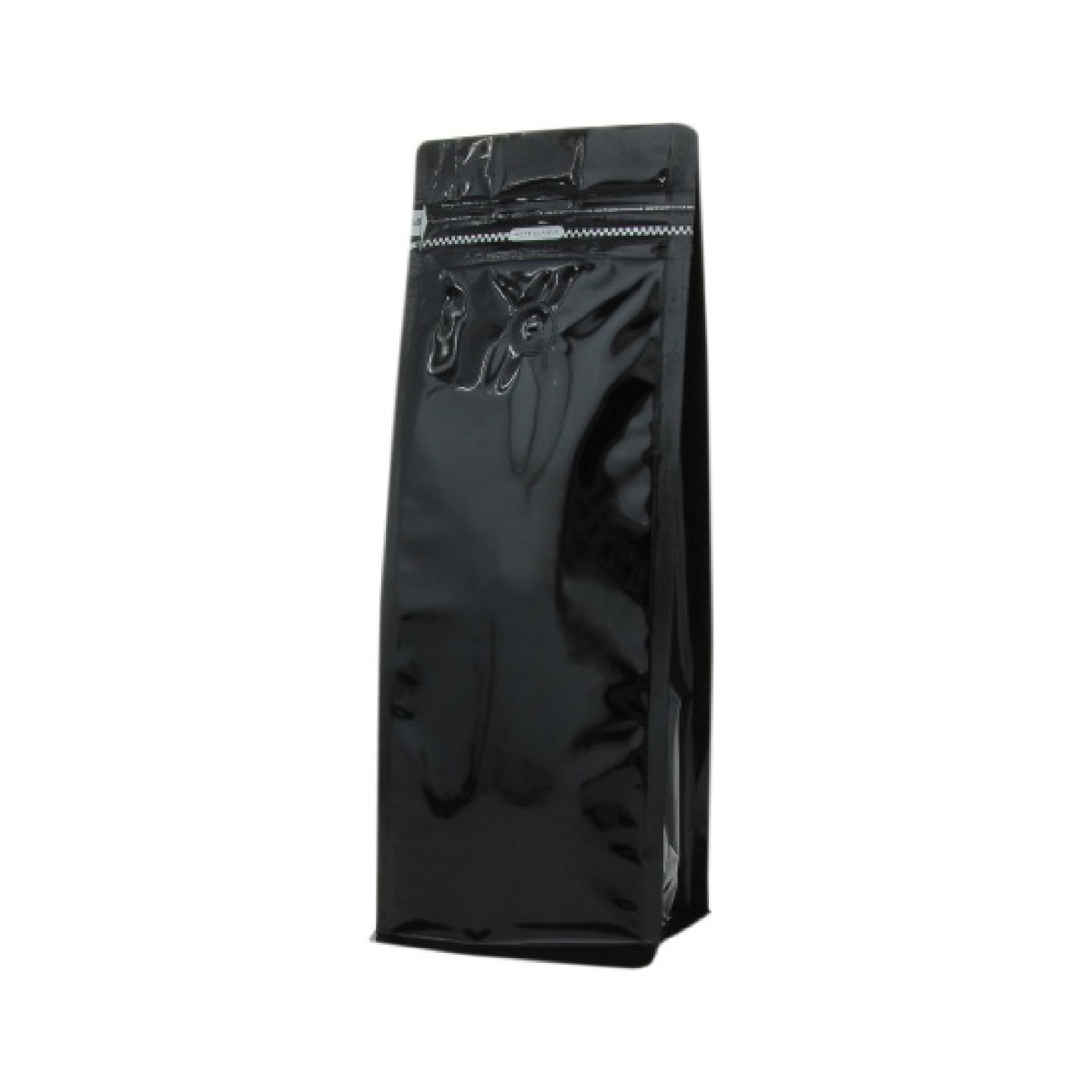 Sac à café à fond plat et fermeture zip frontale - brillant noir