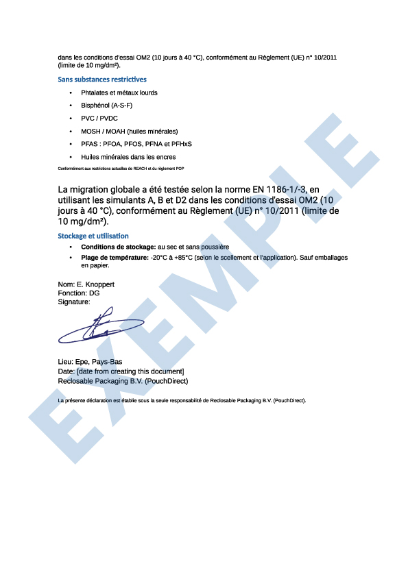 Télécharger un exemple de déclaration de conformité (DoC)
